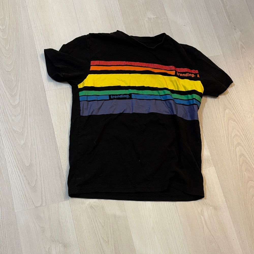 Kids Black T-Shirt with Colorful Stripes